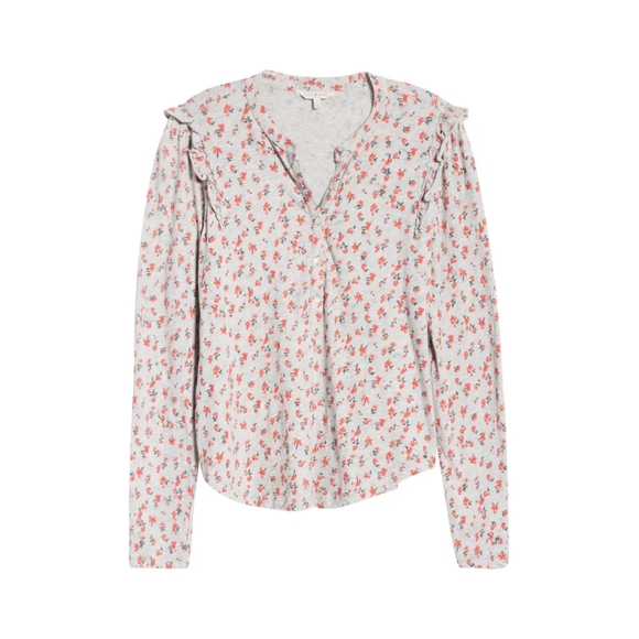NWT Lucky Brand Small Peititie Gray Floral Ruffle - Picture 6 of 10